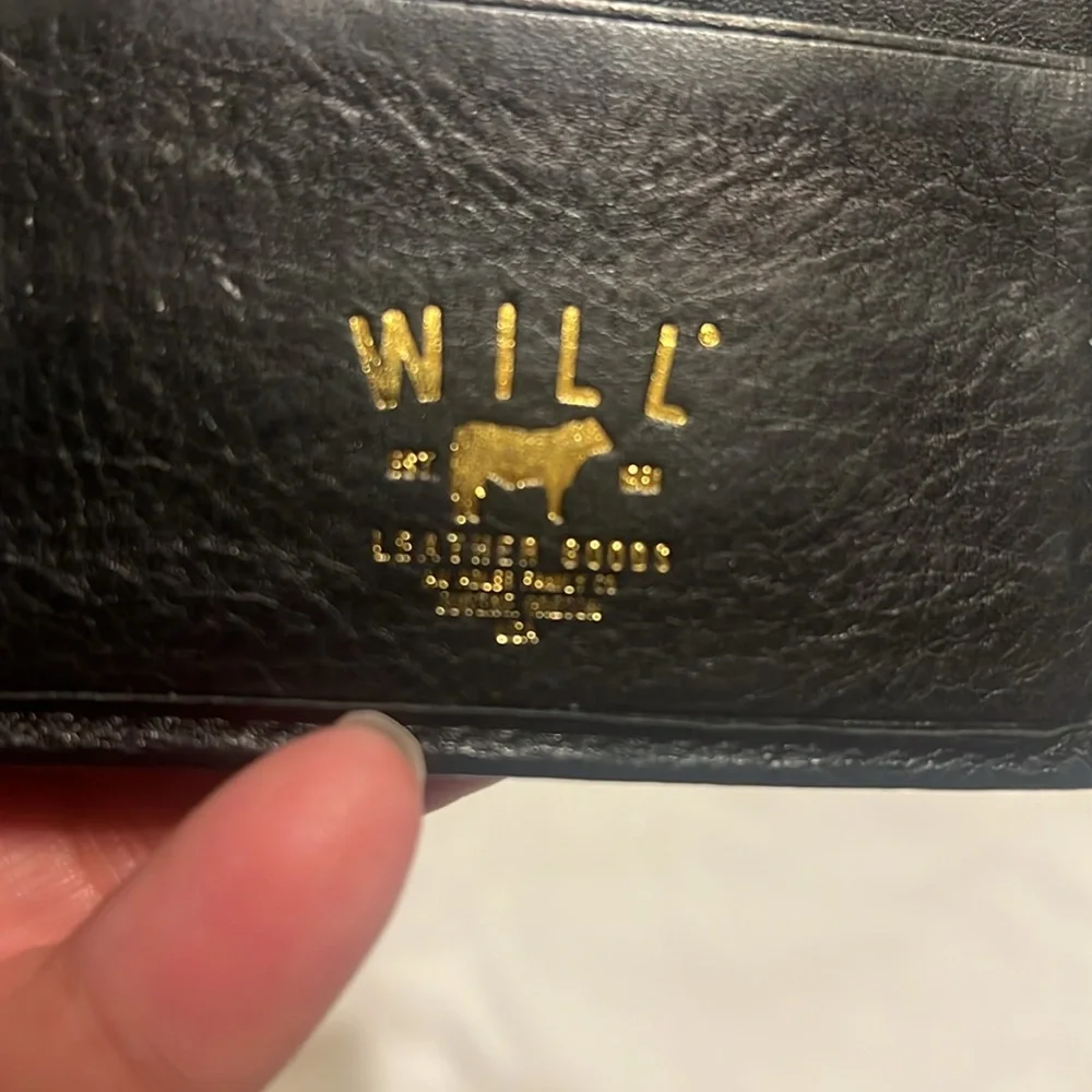 Will mens black leather bi-fold wallet